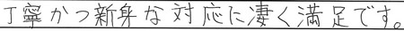 丁寧かつ親身な対応に凄く満足です。