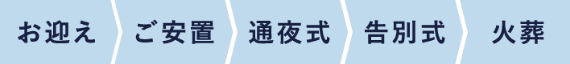 お迎え、ご安置、通夜式、告別式、火葬